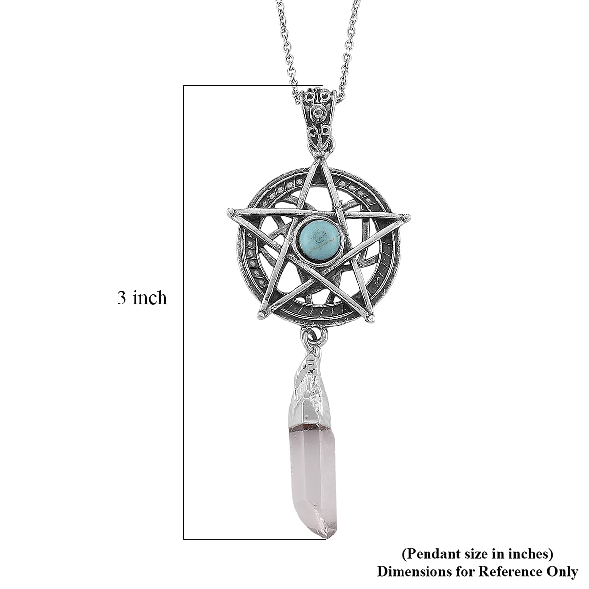 White Crystal Quartz and Blue Howlite Beaded 18.00 ctw Pendant in Silvertone with Stainless Steel Necklace 20 Inches