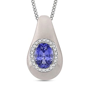 D'Joy Tanzanite and Multi Gemstone 6.00 ctw Pendant Necklace in Rhodium Over Sterling Silver 18 Inches 
