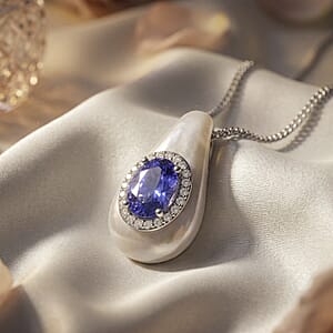 D'Joy Tanzanite and Multi Gemstone 6.00 ctw Pendant Necklace in Rhodium Over Sterling Silver 18 Inches 