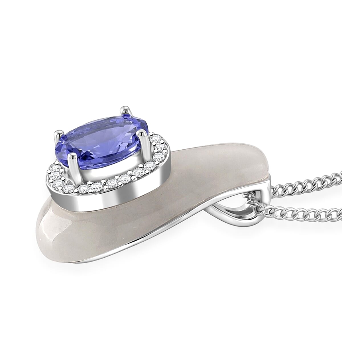 D'Joy Tanzanite and Multi Gemstone 6.00 ctw Pendant Necklace in Rhodium Over Sterling Silver 18 Inches  image number 3