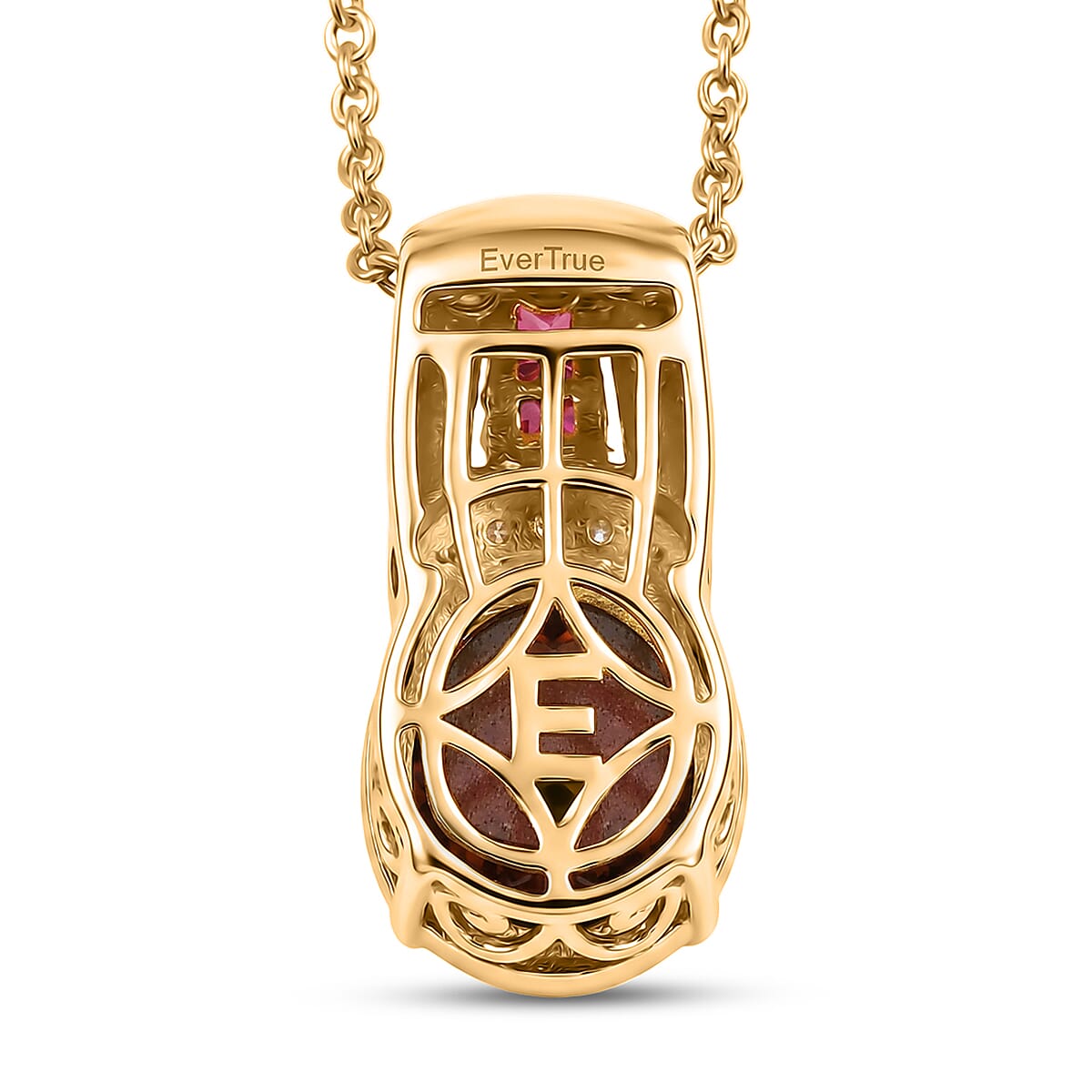 EverTrue Premium Norwegian Thulite and Multi Gemstone 6.90 ctw Blushing Horizon Pendant in 18K YG Plated with ION Plated YG Stainless Steel Necklace 20 Inches image number 4