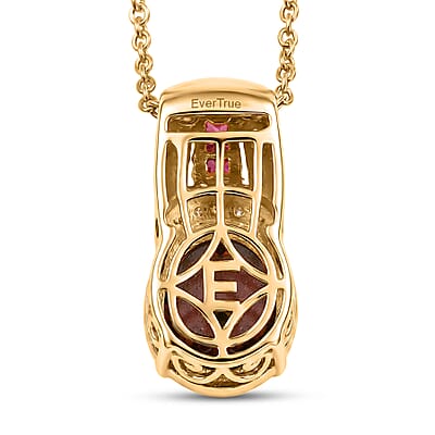 EverTrue Premium Norwegian Thulite and Multi Gemstone 6.90 ctw Blushing Horizon Pendant in 18K YG Plated with ION Plated YG Stainless Steel Necklace 20 Inches