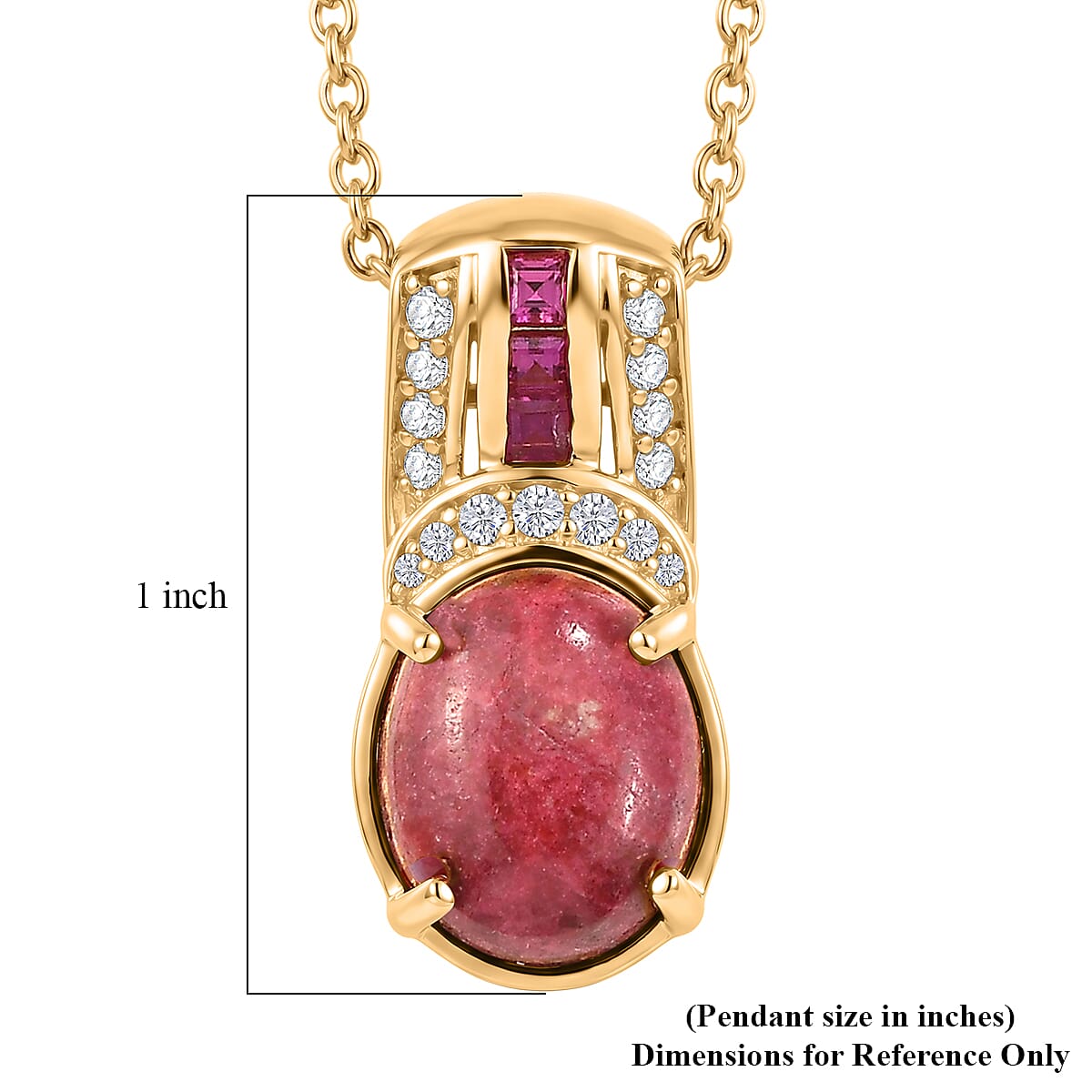 EverTrue Premium Norwegian Thulite and Multi Gemstone 6.90 ctw Blushing Horizon Pendant in 18K YG Plated with ION Plated YG Stainless Steel Necklace 20 Inches image number 6