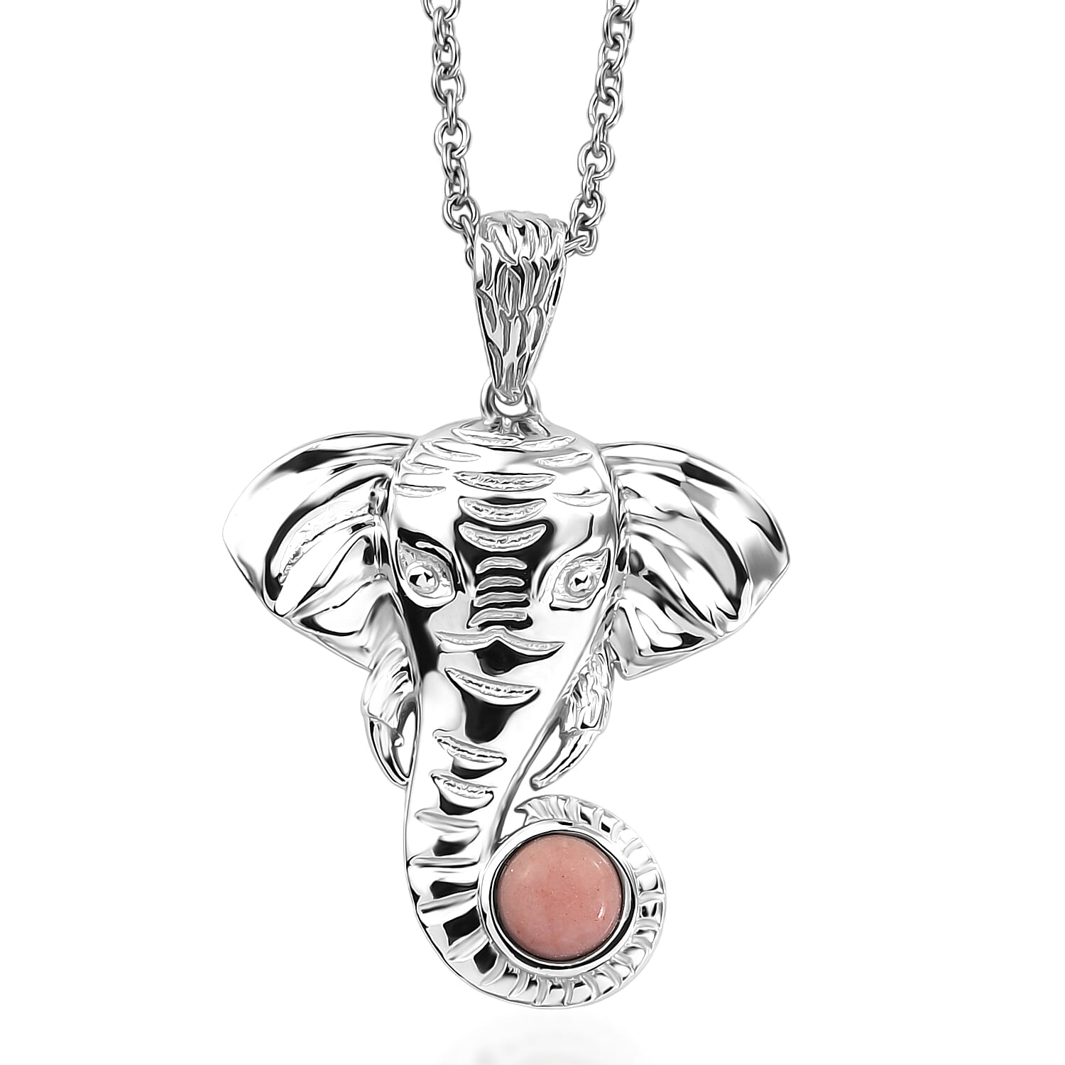 EverTrue Oregon Peach Opal 0.40 ctw Pendant in Platinum Bond with Stainless Steel Necklace 20 Inches
