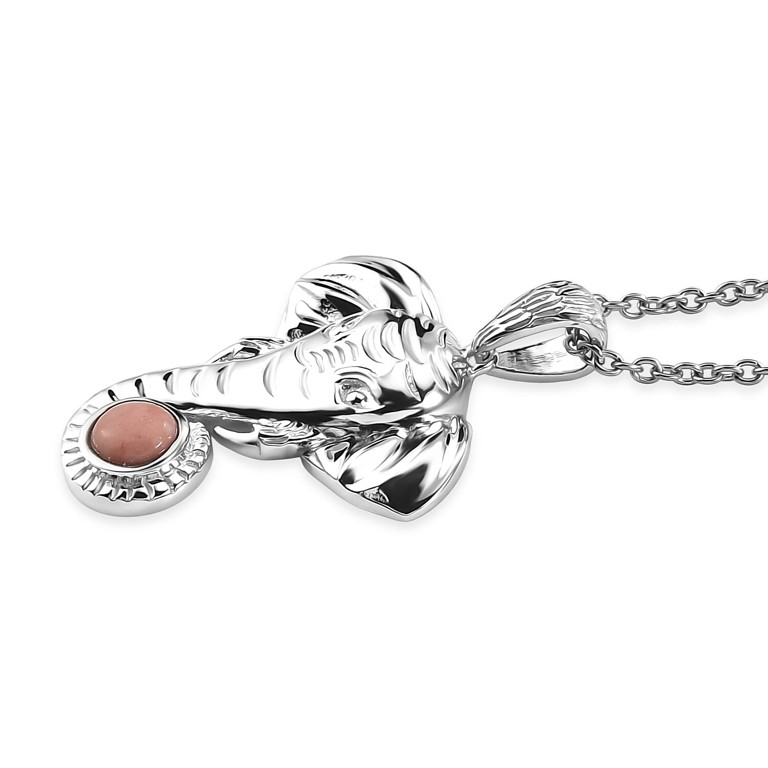 EverTrue Oregon Peach Opal 0.40 ctw Pendant in Platinum Bond with Stainless Steel Necklace 20 Inches