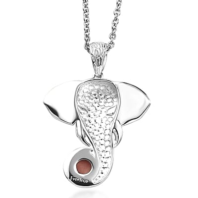 EverTrue Oregon Peach Opal 0.40 ctw Pendant in Platinum Bond with Stainless Steel Necklace 20 Inches