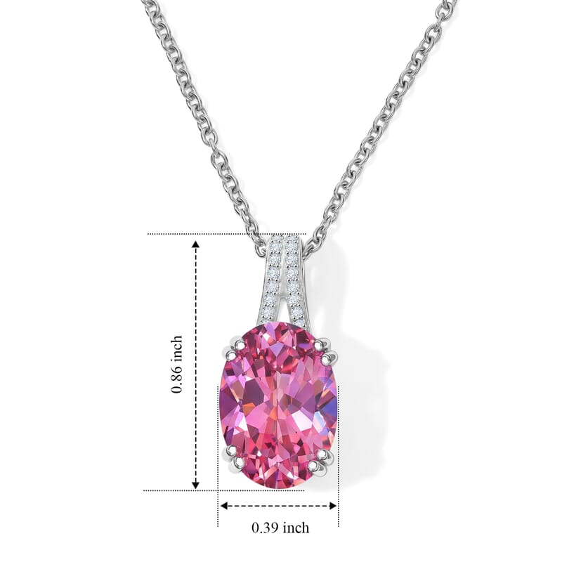 EverTrue Charisma Pink Mystic Topaz and White Zircon 7.25 ctw Pendant in Platinum Bond with Stainless Steel Necklace 20 Inches