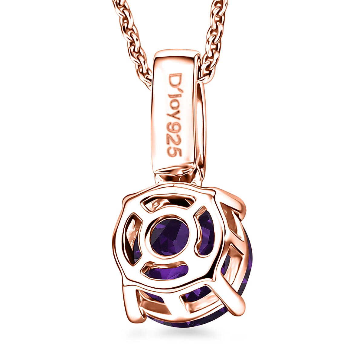 D'Joy Lusaka Amethyst and White Zircon 1.40 ctw Pendant Necklace in 18K Vermeil Rose Gold Over Sterling Silver 20 Inches image number 4