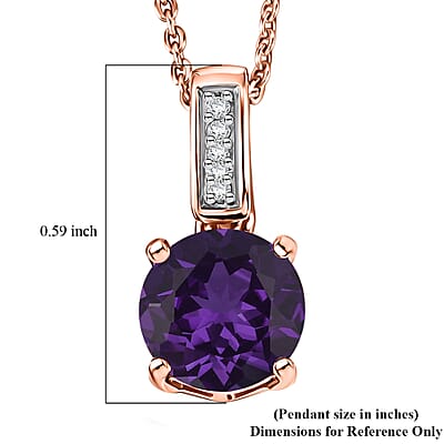 D'Joy Lusaka Amethyst and White Zircon 1.40 ctw Pendant Necklace in 18K Vermeil Rose Gold Over Sterling Silver 20 Inches