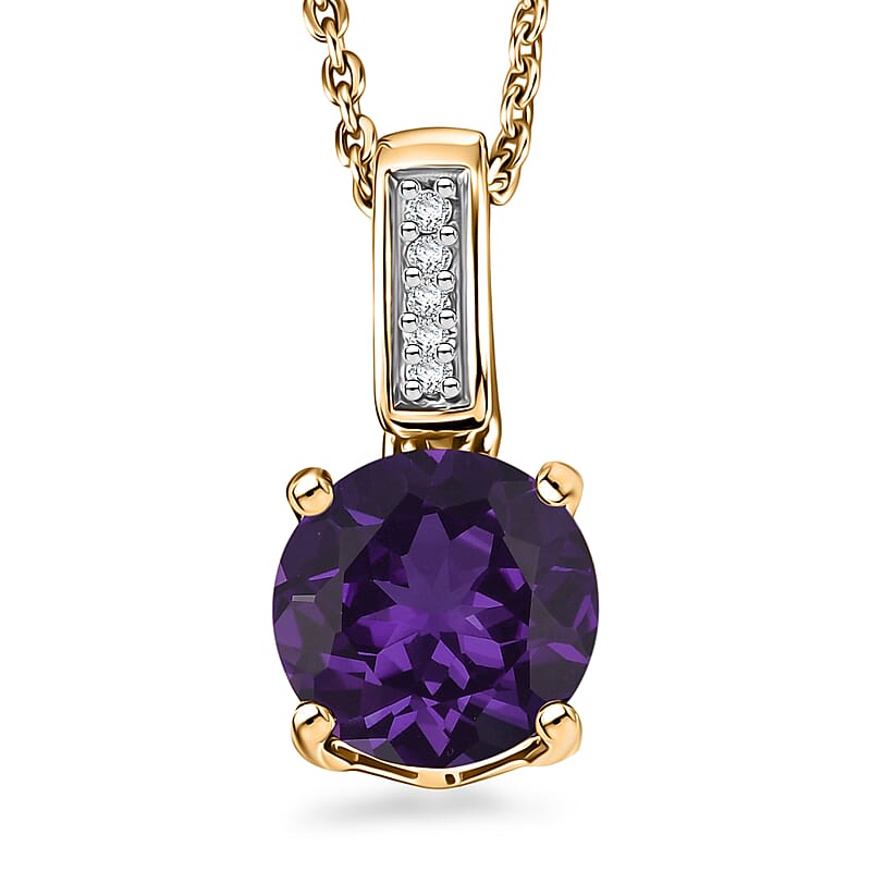 D'Joy Lusaka Amethyst and White Zircon 1.40 ctw Pendant Necklace in 18K Vermeil Yellow Gold Over Sterling Silver 20 Inches