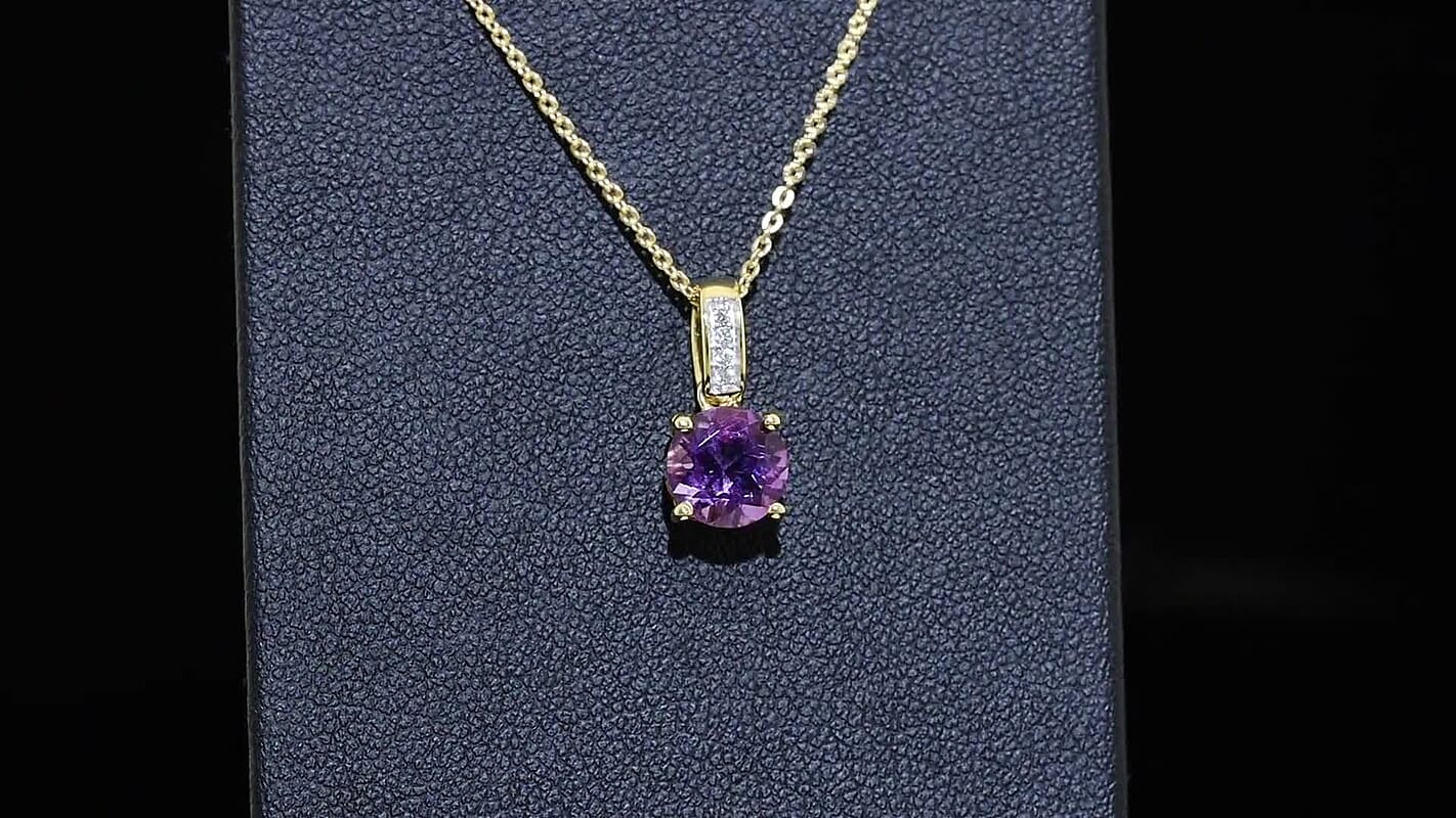 D'Joy Lusaka Amethyst and White Zircon 1.40 ctw Pendant Necklace in 18K Vermeil Yellow Gold Over Sterling Silver 20 Inches