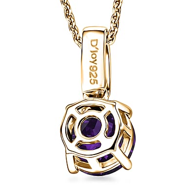D'Joy Lusaka Amethyst and White Zircon 1.40 ctw Pendant Necklace in 18K Vermeil Yellow Gold Over Sterling Silver 20 Inches