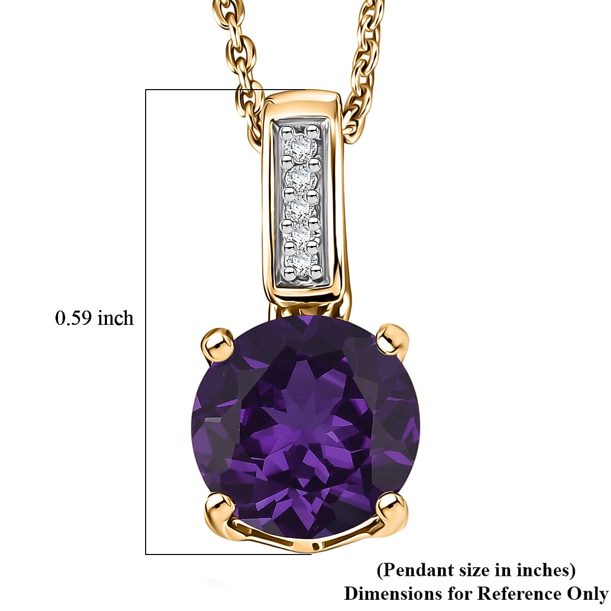 D'Joy Lusaka Amethyst and White Zircon 1.40 ctw Pendant Necklace in 18K Vermeil Yellow Gold Over Sterling Silver 20 Inches