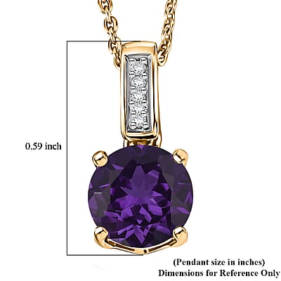 D'Joy Lusaka Amethyst and White Zircon 1.40 ctw Pendant Necklace in 18K Vermeil Yellow Gold Over Sterling Silver 20 Inches