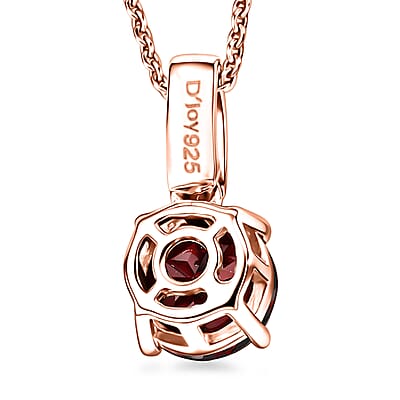 D'Joy Mozambique Garnet and White Zircon 1.10 ctw Pendant Necklace in 18K Vermeil Rose Gold Over Sterling Silver 20 Inches