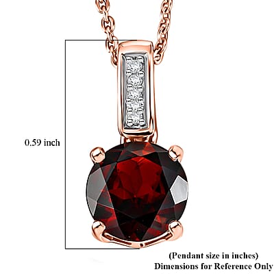 D'Joy Mozambique Garnet and White Zircon 1.10 ctw Pendant Necklace in 18K Vermeil Rose Gold Over Sterling Silver 20 Inches