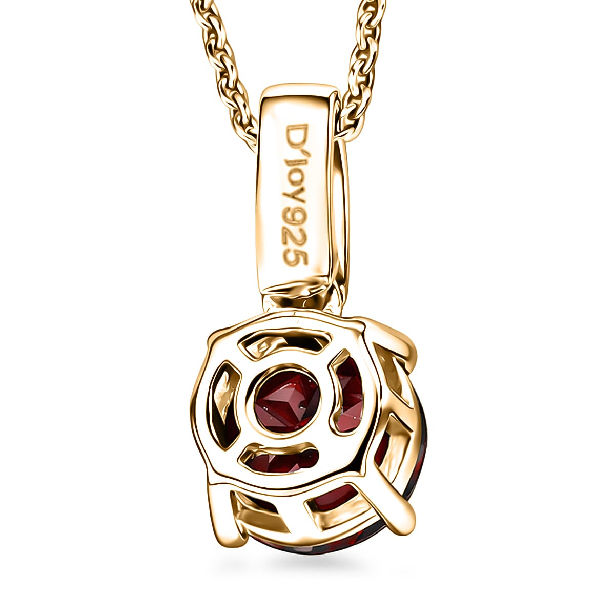 D'Joy Mozambique Garnet and White Zircon 1.10 ctw Pendant Necklace in 18K Vermeil Yellow Gold Over Sterling Silver 20 Inches image number 4