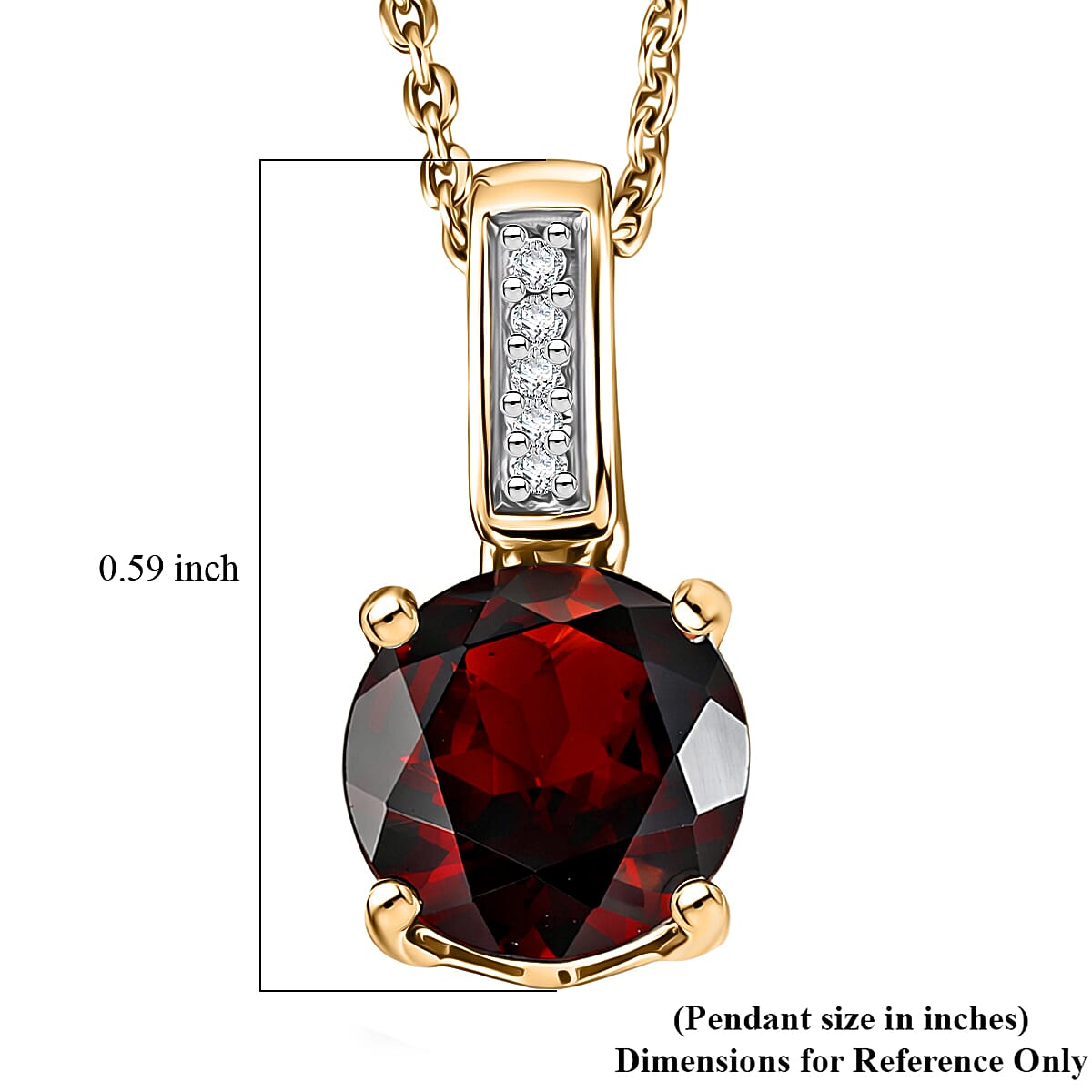 D'Joy Mozambique Garnet and White Zircon 1.10 ctw Pendant Necklace in 18K Vermeil Yellow Gold Over Sterling Silver 20 Inches
