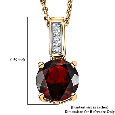D'Joy Mozambique Garnet and White Zircon 1.10 ctw Pendant Necklace in 18K Vermeil Yellow Gold Over Sterling Silver 20 Inches