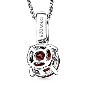 D'Joy Mozambique Garnet and White Zircon 1.30 ctw Pendant Necklace in Rhodium Over Sterling Silver 20 Inches 