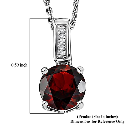 D'Joy Mozambique Garnet and White Zircon 1.10 ctw Pendant Necklace in Rhodium Over Sterling Silver 20 Inches