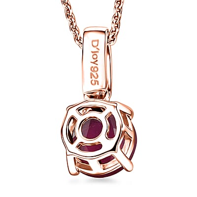 D'Joy Niassa Ruby (FF) and White Zircon 2.20 ctw Pendant Necklace in 18K Vermeil Rose Gold Over Sterling Silver 20 Inches