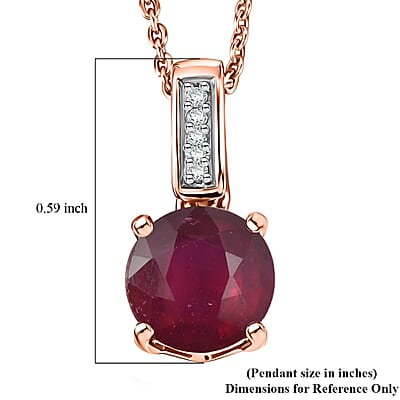 D'Joy Niassa Ruby (FF) and White Zircon 2.20 ctw Pendant Necklace in 18K Vermeil Rose Gold Over Sterling Silver 20 Inches