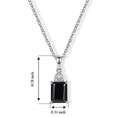 EverTrue Thai Black Spinel and White Zircon 3.10 ctw Pendant in Platinum Bond with Stainless Steel Necklace (20 Inches)