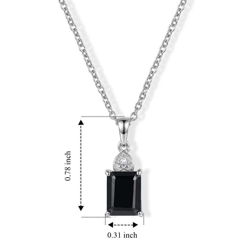EverTrue Thai Black Spinel and White Zircon 3.10 ctw Pendant in Platinum Bond with Stainless Steel Necklace (20 Inches)