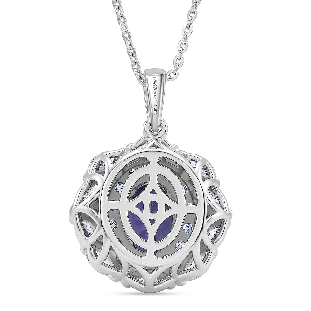 Certified & Appraised D'Joy Premium Tanzanite and Moissanite 2.40 ctw Pendant Necklace in Rhodium Over Sterling Silver 20 Inches  image number 4