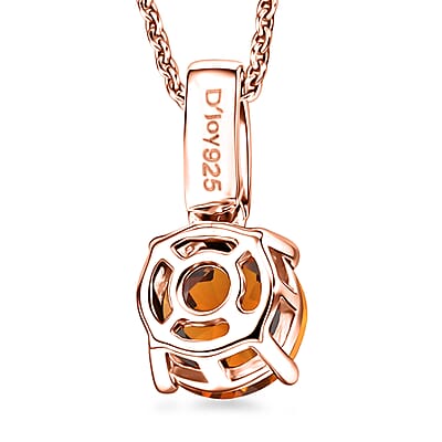D'Joy Santa Ana Madeira Citrine and White Zircon 1.40 ctw Pendant Necklace in 18K Vermeil Rose Gold Over Sterling Silver 20 Inches