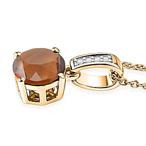 D'Joy Santa Ana Madeira Citrine and White Zircon 1.40 ctw Pendant Necklace in 18K Vermeil Yellow Gold Over Sterling Silver 20 Inches