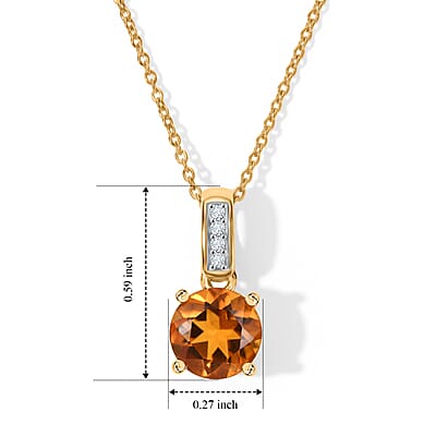 D'Joy Santa Ana Madeira Citrine and White Zircon 1.40 ctw Pendant Necklace in 18K Vermeil Yellow Gold Over Sterling Silver 20 Inches