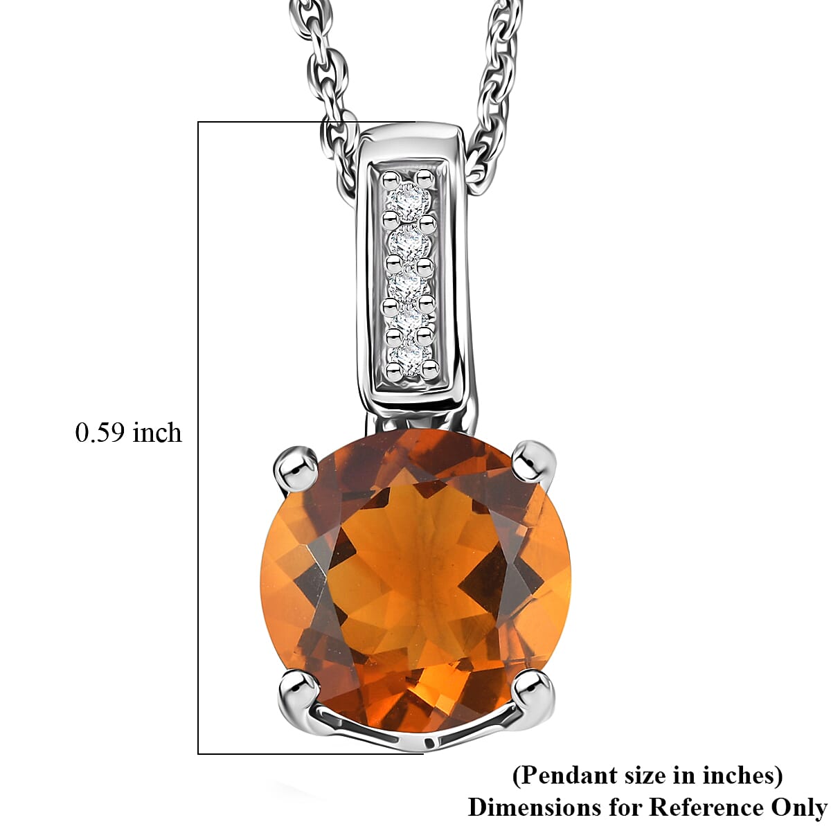 D'Joy Santa Ana Madeira Citrine and White Zircon 1.40 ctw Pendant Necklace in Rhodium Over Sterling Silver 20 Inches