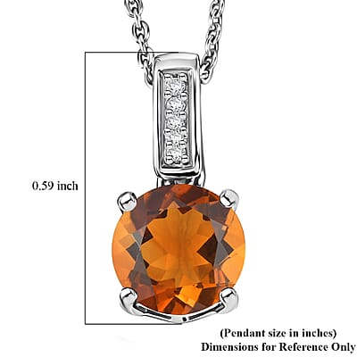 D'Joy Santa Ana Madeira Citrine and White Zircon 1.40 ctw Pendant Necklace in Rhodium Over Sterling Silver 20 Inches