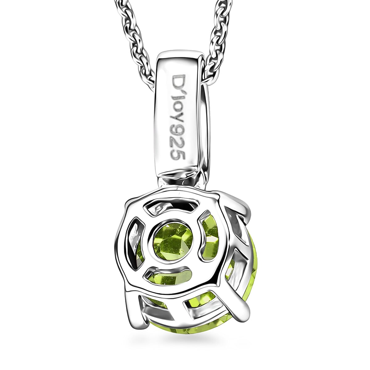 D'Joy Hebei Peridot and White Zircon 1.40 ctw  Pendant Necklace in Rhodium Over Sterling Silver 20 Inches image number 4