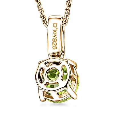 D'Joy Hebei Peridot and White Zircon 1.40 ctw Pendant Necklace in 18K Vermeil Yellow Gold Over Sterling Silver 20 Inches