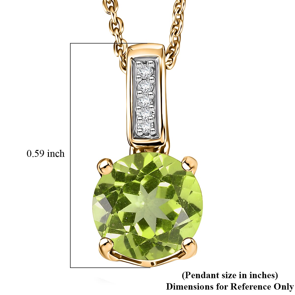 D'Joy Hebei Peridot and White Zircon 1.40 ctw Pendant Necklace in 18K Vermeil Yellow Gold Over Sterling Silver 20 Inches