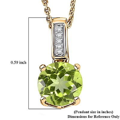 D'Joy Hebei Peridot and White Zircon 1.40 ctw Pendant Necklace in 18K Vermeil Yellow Gold Over Sterling Silver 20 Inches