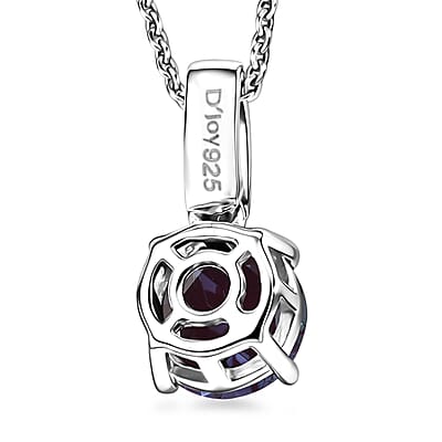D'Joy Lab Grown Alexandrite and White Zircon 2.20 ctw Pendant Necklace in Rhodium Over Sterling Silver 20 Inches