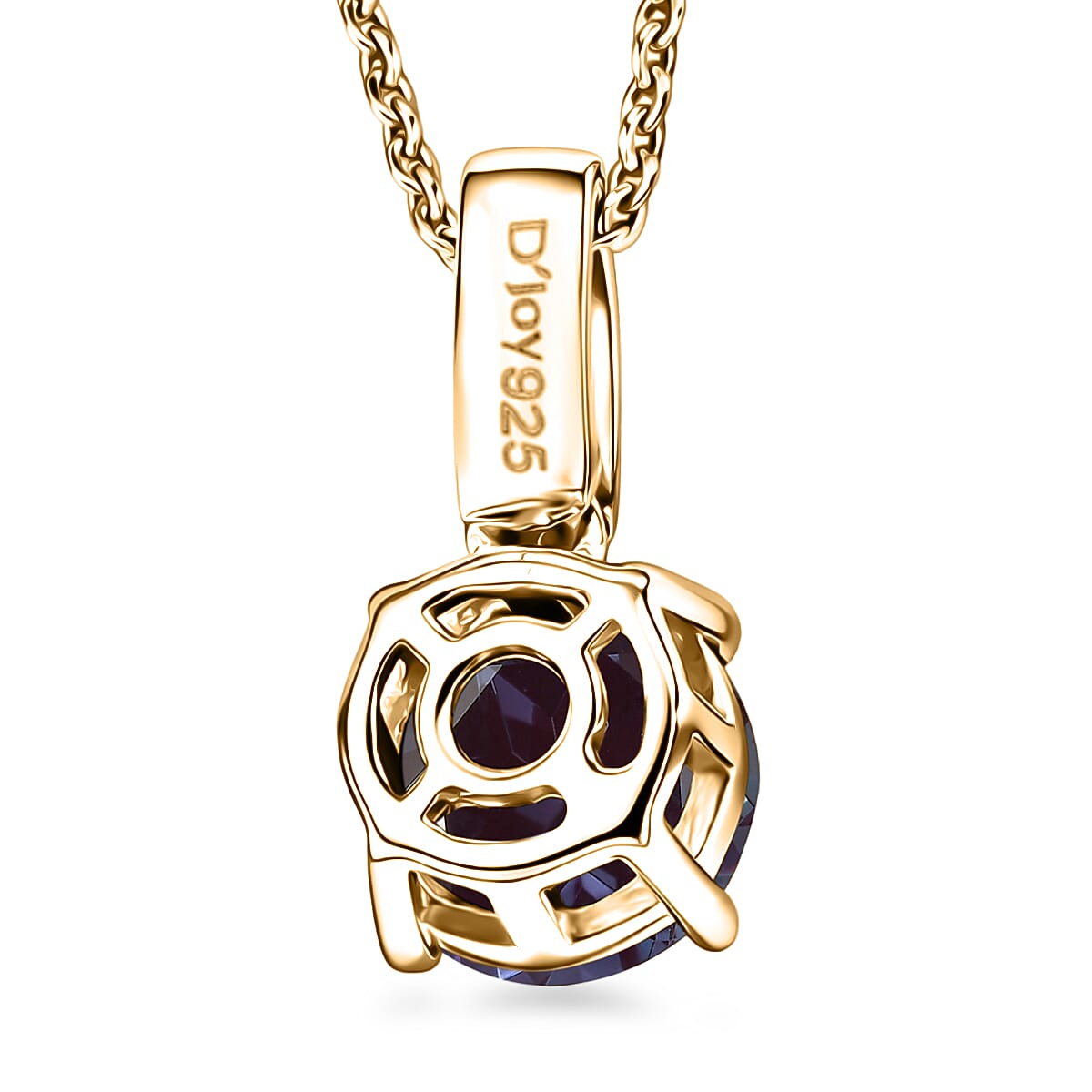 D'Joy Lab Grown Alexandrite and White Zircon 2.20 ctw Pendant Necklace in 18K Vermeil Yellow Gold Over Sterling Silver 20 Inches image number 4