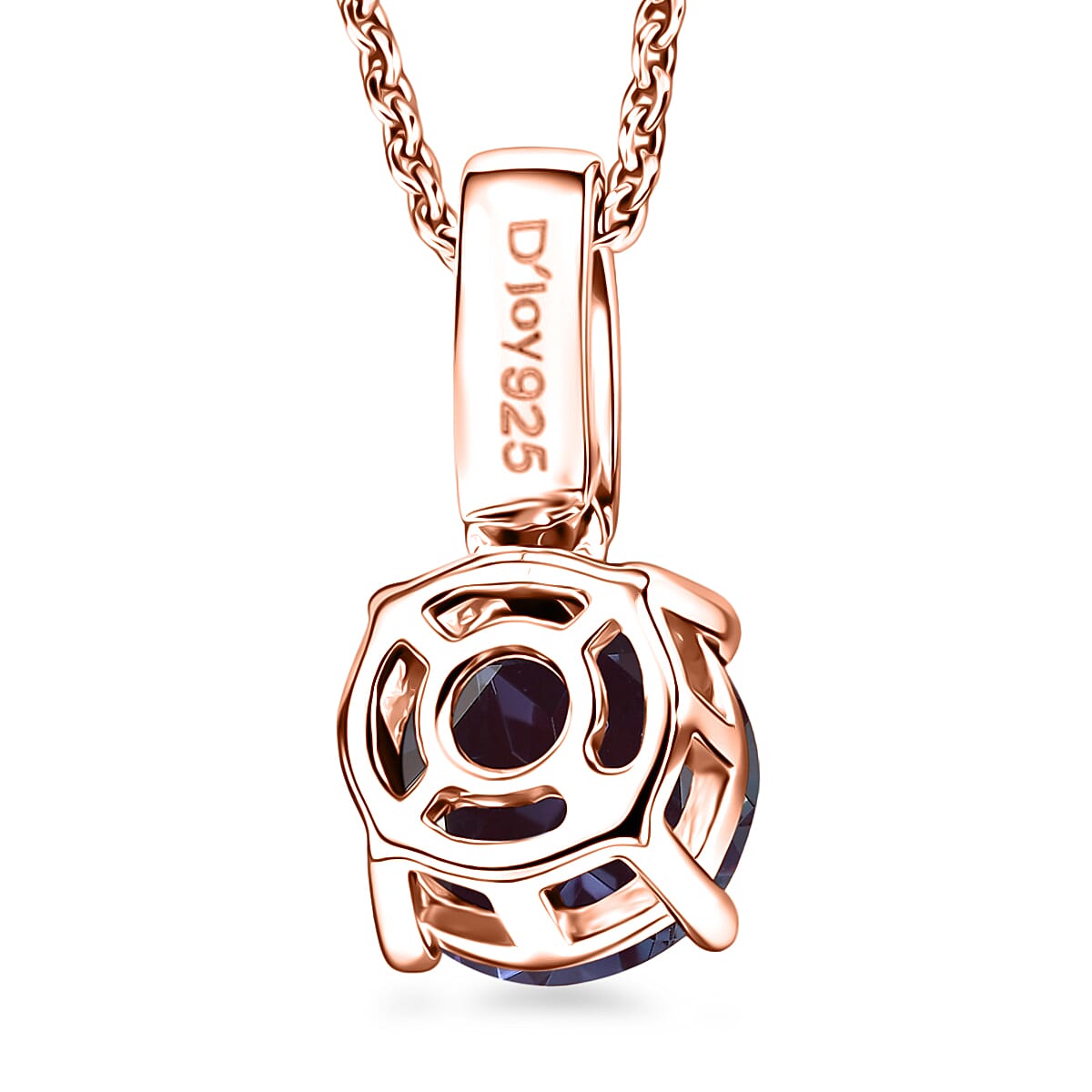 Luxuriant Lab Grown Alexandrite and White Zircon 2.20 ctw Pendant Necklace in 18K Vermeil Rose Gold Over Sterling Silver 20 Inches