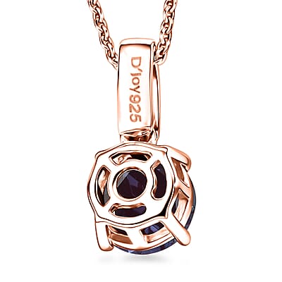 Luxuriant Lab Grown Alexandrite and White Zircon 2.20 ctw Pendant Necklace in 18K Vermeil Rose Gold Over Sterling Silver 20 Inches