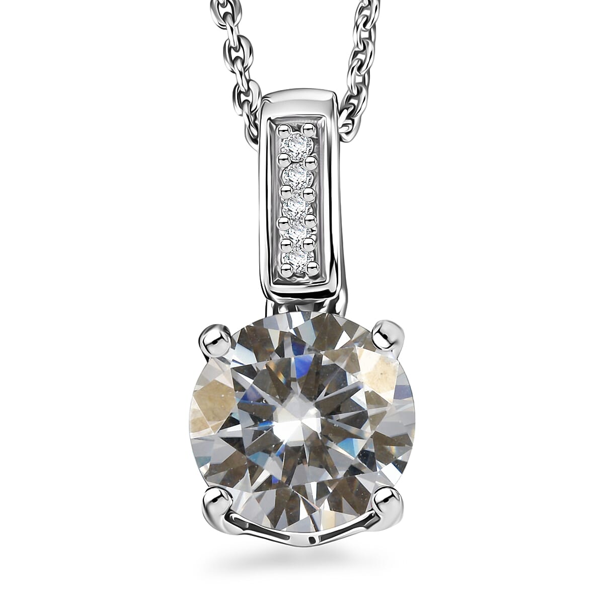 D'Joy Moissanite 1.25 ctw Pendant Necklace in Rhodium Over Sterling Silver 20 Inches
