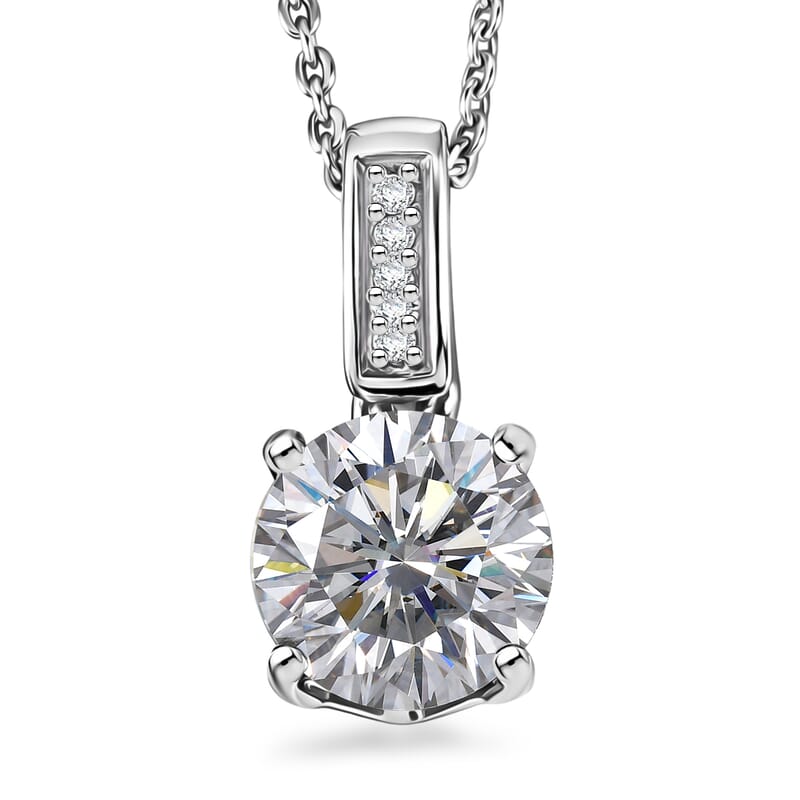 D'Joy Moissanite 1.25 ctw Pendant Necklace in Rhodium Over Sterling Silver 20 Inches