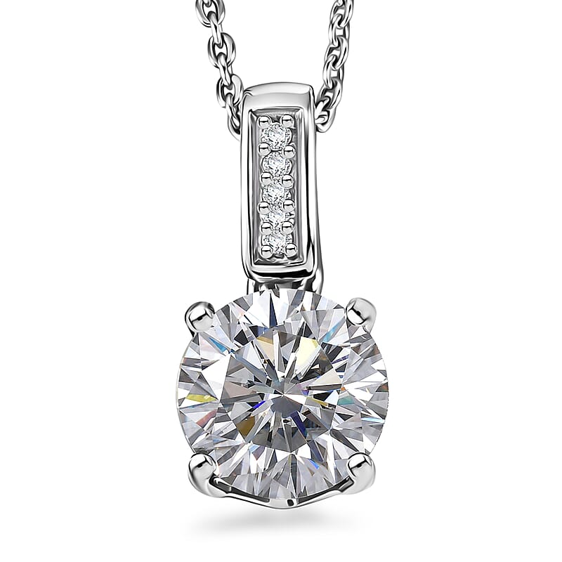 D'Joy Moissanite 1.25 ctw Pendant Necklace in Rhodium Over Sterling Silver 20 Inches