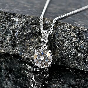 D'Joy Moissanite 1.25 ctw Pendant Necklace in Rhodium Over Sterling Silver 20 Inches