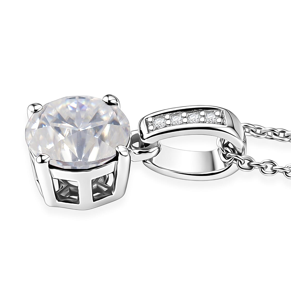 D'Joy Moissanite 1.25 ctw Pendant Necklace in Rhodium Over Sterling Silver 20 Inches