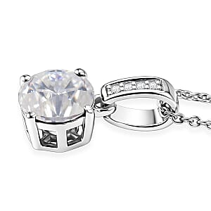 D'Joy Moissanite 1.25 ctw Pendant Necklace in Rhodium Over Sterling Silver 20 Inches