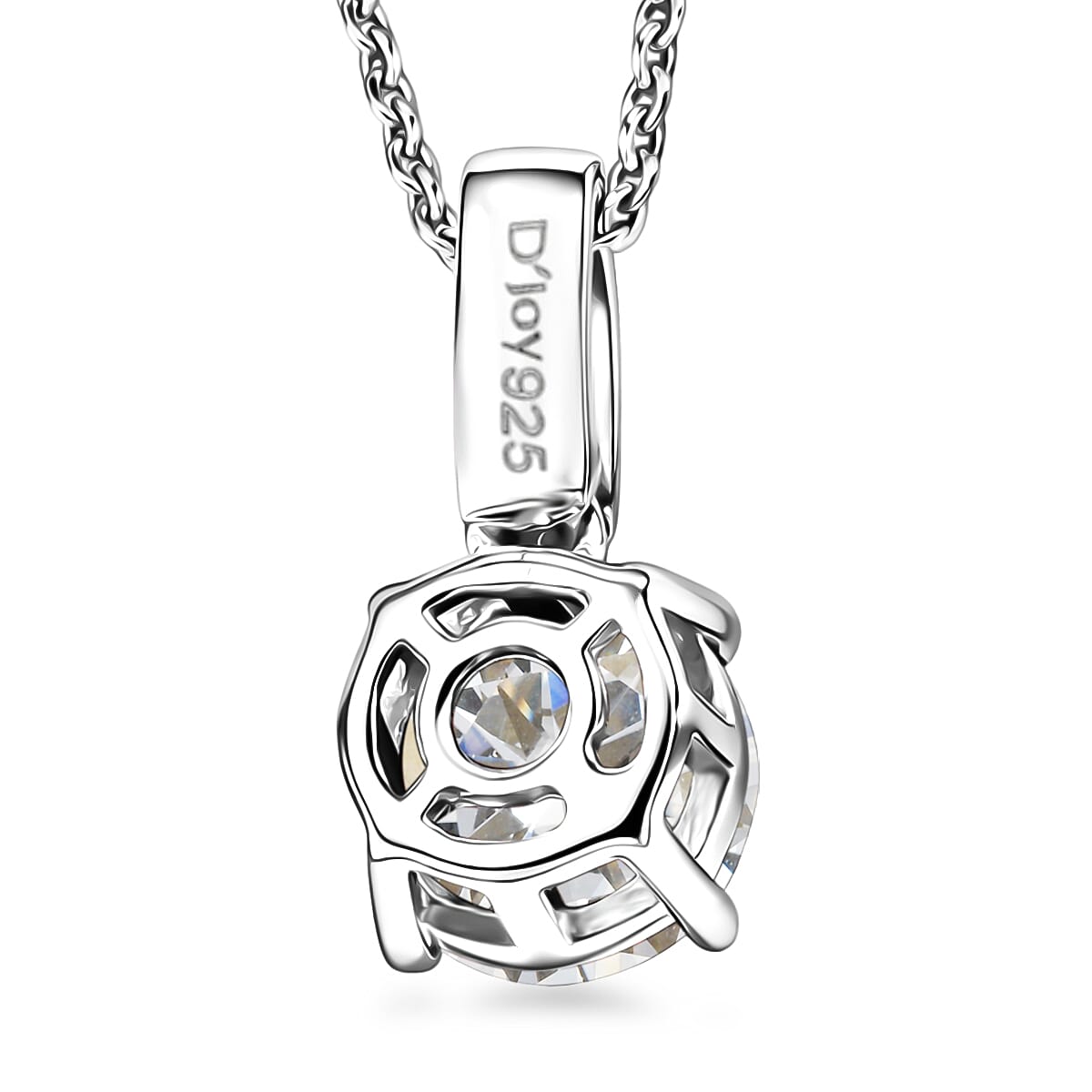 D'Joy Moissanite 1.25 ctw Pendant Necklace in Rhodium Over Sterling Silver 20 Inches